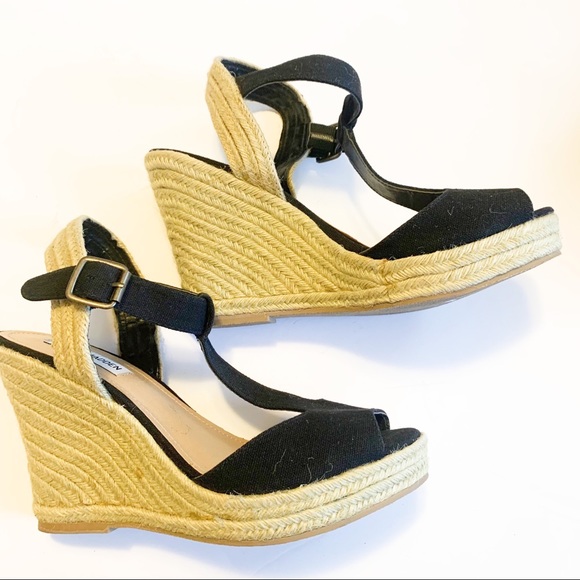 Steve Madden Shoes - Steve Madden black strappy slingback wedges sz 10